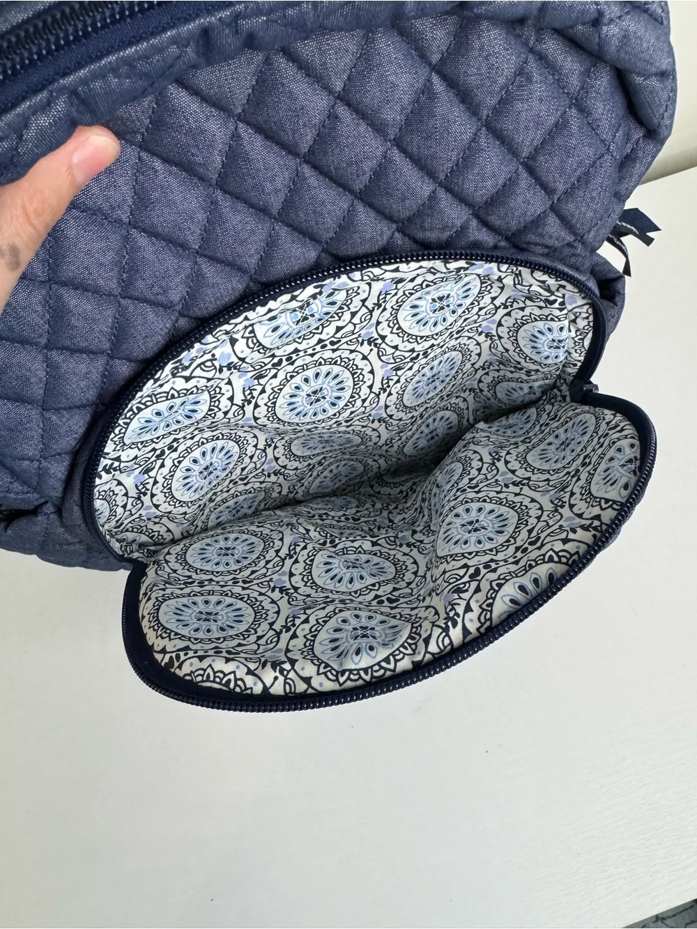 Vera Bradley Quilted Denim Backpack Navy Blue Small Travel Daypack